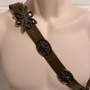Vintage Double RL Leather and Silver Plated Western Belt